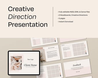 Plantilla de presentación de dirección creativa, moodboard, dirección de marca, estrategia de marca, plantilla de Canva