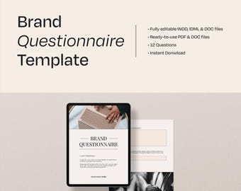 Cuestionario de descubrimiento y marca, plantilla de incorporación, cuestionario de cliente editable, plantilla para diseñadores, descarga instantánea