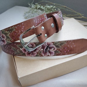 Women leather belt, Tooled leather belt, Real leather belt, Handmade leather belt, wide leather belt, leather waist belt, Tan belt