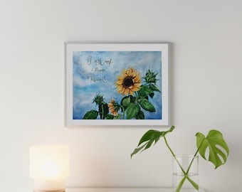 Arte em aquarela personalizada, aquarela original pintada à mão, flores em aquarela, obras de arte originais, arte de parede minimalista, aquarela floral