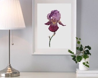 Pintura floral em aquarela personalizada pintada à mão: arte original (9,8x13)