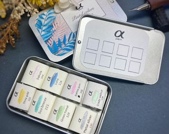 Set de acuarelas brillantes hechas a mano: tinta caligráfica, regalo para artistas.