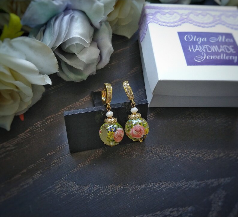 Personalized Gifts for Women Gold Vintage Japanese Tensha Bead Earrings bridesmaid gift unique gifts for her Mother/'s gift graduation gift