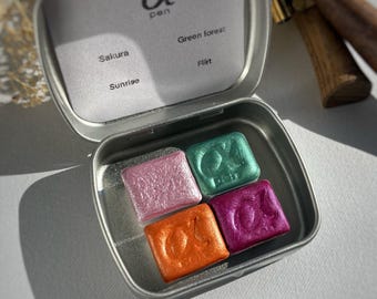 Set de acuarelas Shimmer hechas a mano: tinta caligráfica y materiales para artistas.
