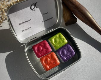 Set de acuarelas brillantes hechas a mano: tinta caligráfica, regalo para artistas.