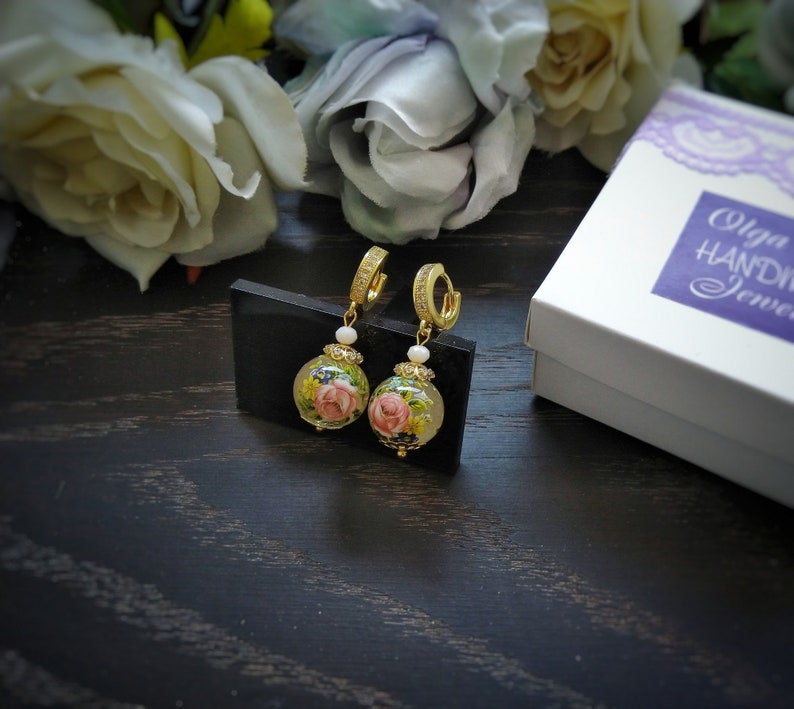 Personalized Gifts for Women Gold Vintage Japanese Tensha Bead Earrings bridesmaid gift unique gifts for her Mother/'s gift graduation gift