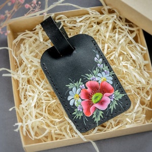 Custom luggage tag, Black luggage tag, personalized luggage tag, personalize gift, Leather gift for her, Mother&#39;s day gift, wife gift