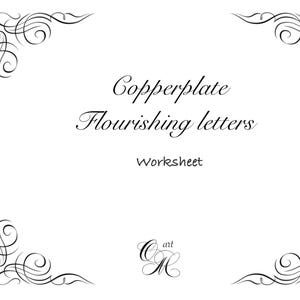 Copperplate Flourish Calligraphy Worksheets Calligraphy practice sheets Copperplate Workbook Learn Calligraphy Handwriting Guide sheets