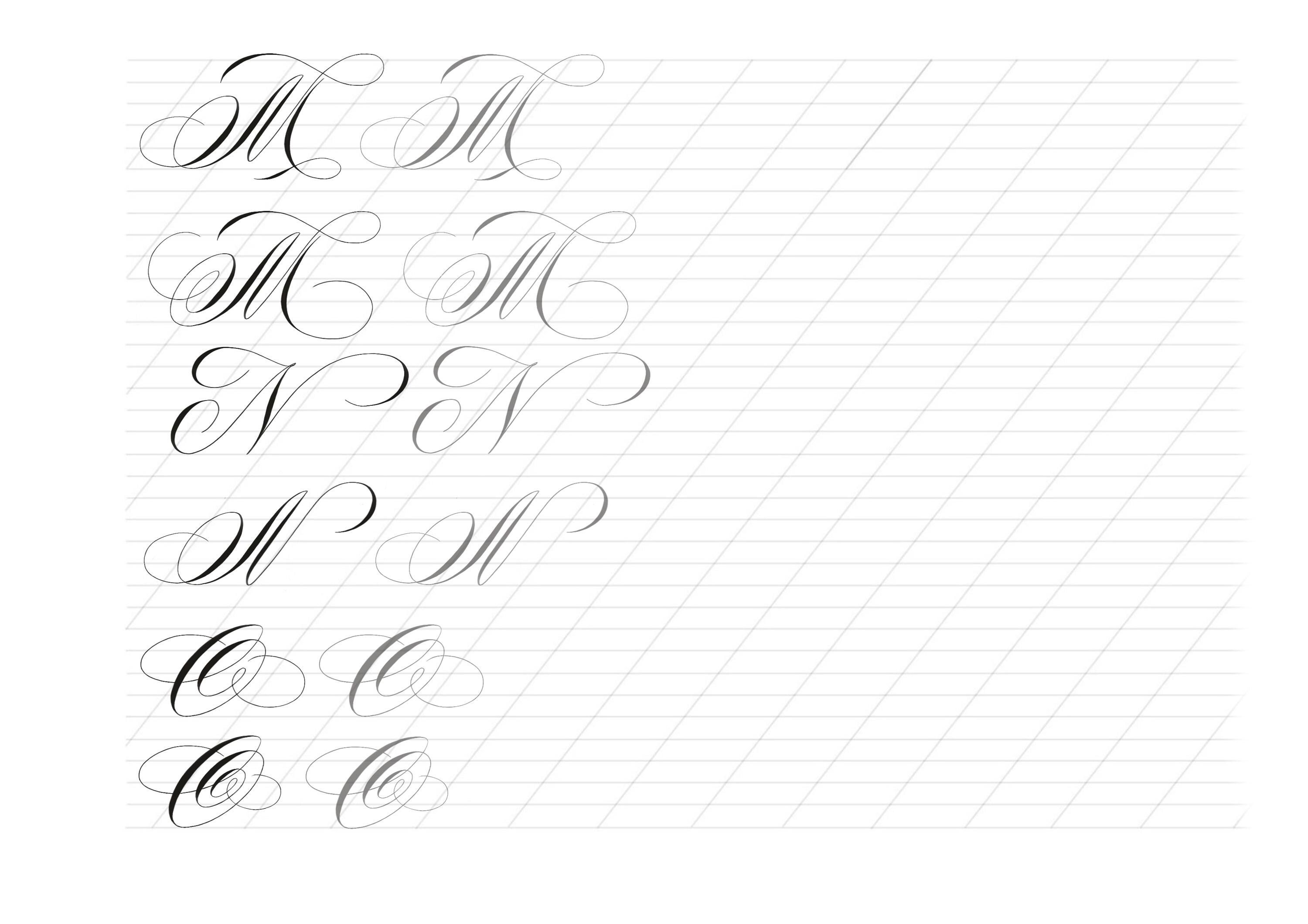 Copperplate Flourish Calligraphy Practice Worksheets: Handwriting Guide ...