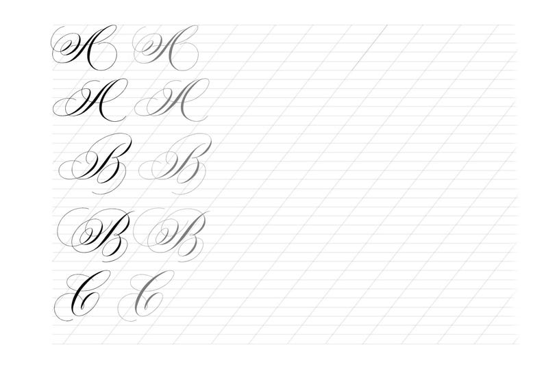 Copperplate Flourish Calligraphy Practice Worksheets: Handwriting Guide ...