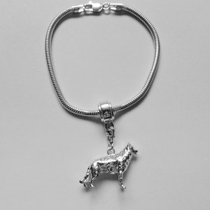Sterling Silver German Shepard Dog charm bracelet