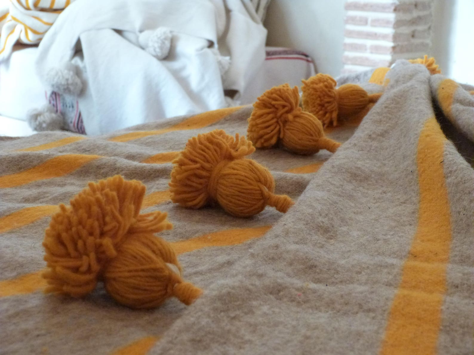 Moroccan Blanket Pom Pom Blanketsbed Spreadmoroccan Throw Etsy