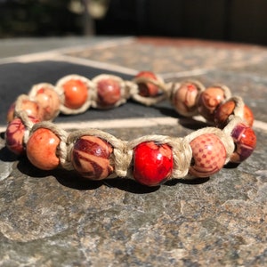 Hemp bracelet, beaded hemp bracelet, hemp jewelry, hippie bracelet, boho bracelet, hippie jewelry