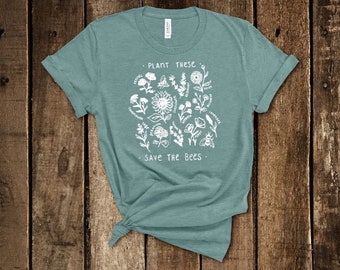 Pianta queste salva le api camicia // T-shirt da giardinaggio // Primavera // Ottimo regalo // Taglie unisex S-2XL