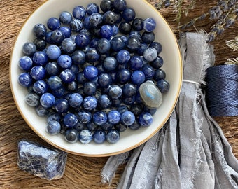 SODALITE - DIY Mala Making Kit, Yoga Necklace, Make Your Own Mala.Meditation Necklace. diy Gifts under 75