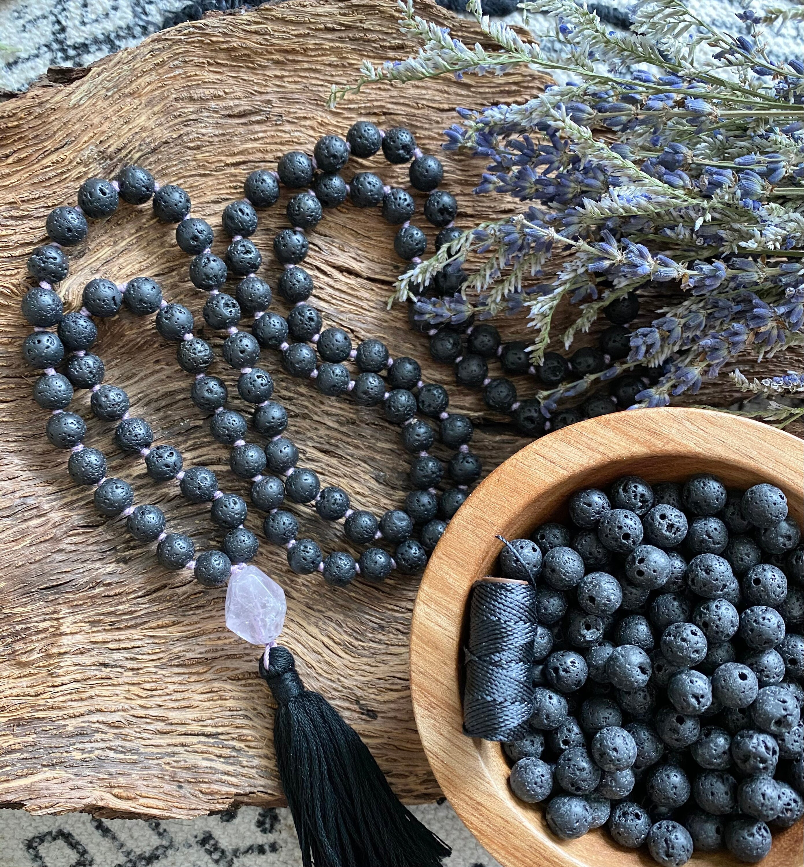 LAVA STONE - DIY Mala Making Kit, Yoga Necklace, Make Your Own Mala.Meditation Necklace. diy Gifts under 75