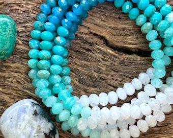 I AM GROWING- Mini Mantra - Moonstone, Amazonite, Turquoise and Apatite gemstone bracelet.