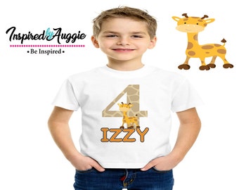 Giraffe 4. Geburtstag T-Shirt, Geburtstagsshirt, Safari Party Shirt, Giraffe Geburtstag, Dschungel Geburtstag, Safari Themen Geburtstag