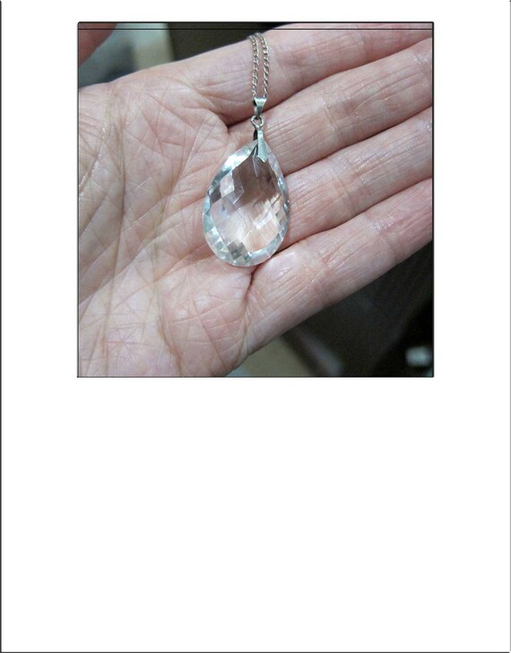 Art Deco Rock Crystal Fauceted Teardrop Pendant - image 5