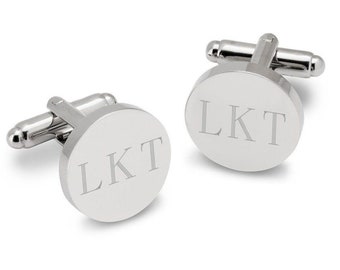Personalized Classic Round Cufflinks, Monogrammed Cuff Links, Engraved Personalized Cufflinks, Monogrammed Cufflinks
