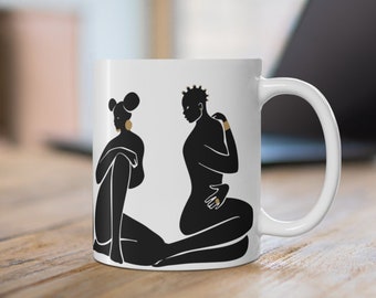 Black Queen Mug - Nubian Sisters - African American Mugs - Gift for Black Woman - Black Girl Magic - Afro Natural Hair Mug