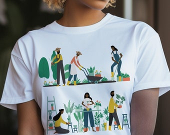 Black People Garden Shirt - African American Tees - Gardener Gift - Black Girls Plant - Farm Life - Afro Woman Art - Green Thumb Life