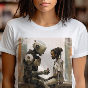 Black Girl Robotics Shirt - Afrofuturism Tee - African American - Robot Design - Brown Skin Woman - Sci Fi - STEM - Melanin Girls with Tech