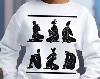 Black Queen Sweatshirt - African American Tops - Black Women Art - Afro Natural Hair - Black Owned