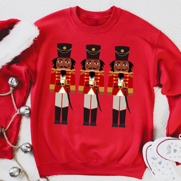 Black Nutcracker Sweatshirt - Brown Nutcrackers - African American Tops - Afrocentric Sweatshirts - Holiday Shirt - Christmas Sweats