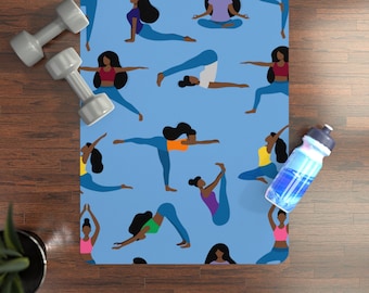 Black Women Yoga Mat: Brown Girl Art, Anti-Slip Rubber - Gift for Yogi