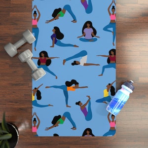 Yoga Poses Yoga Mat - Black Women Yoga - Black Yogi - Brown Girl Art - Yoga Accessories - Gift for Yogi