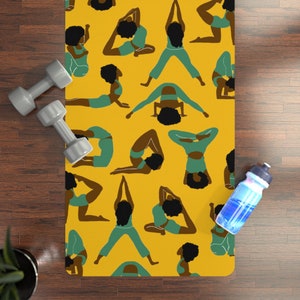 Yoga Poses Yoga Mat - Brown Yogi - African American - Yoga Instructor - Pilates Mat - Meditation Magic Matters - Fitness Gifts