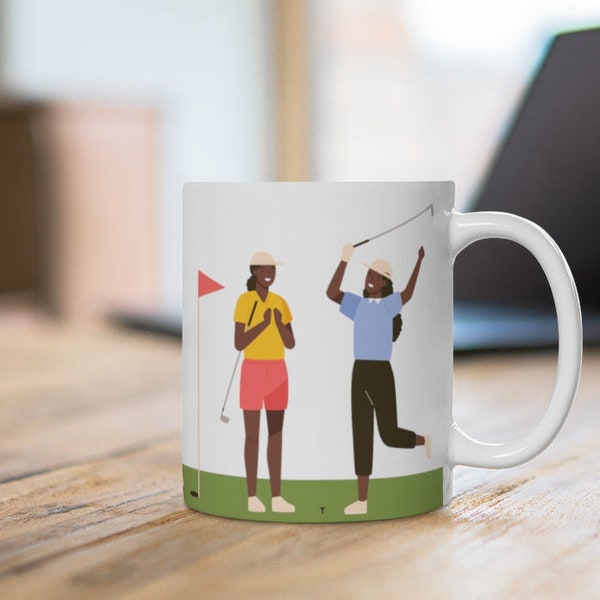 Black Women Golf Mug - Women Golfers - Brown Girl Golf - Gift for Golfer - Golf Lover Mug