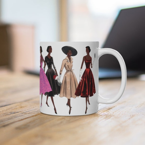 Taza de moda vintage Moda de los anos 50 Moda afroamericana Fashionistas negros Historia negra Materia de mujeres negras Tazas afrocentricas Etsy Espana