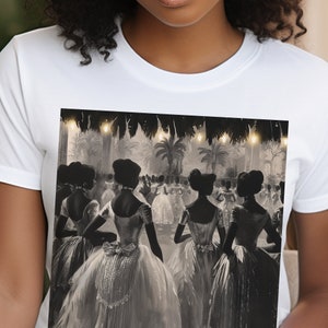 Zwart balshirt debutante - Afro-Amerikaans T-shirt - formele mode - bruine meisjesstijl - schoolbalkleding - vintage baljurk - sociaal seizoen