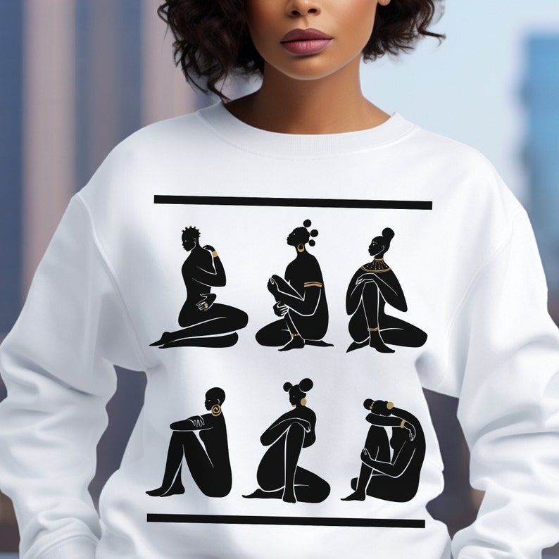 Black Queen Sweatshirt African American Tops Black Women Art Afro Natural Hair Black Owned image 1