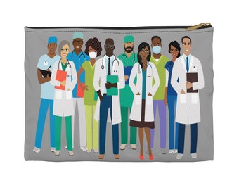 Black Doctors Zipper Bag - Medical Professionals - Accessory Pouch - Black Nurses - Med School Bag - STEM Gift - Black Lives Matter