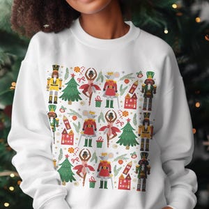 Nutcracker Ballet Sweatshirt: Black Ballerinas, Holiday Christmas Top