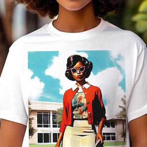 Vintage Black Woman T-Shirt: 1960s Fashion, Afrocentric Tee