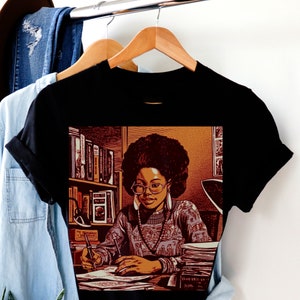 Black Girl Studying T-Shirt: Academic Student Cotton Tee
