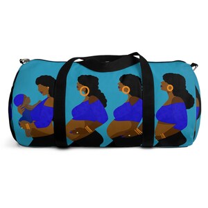 Pregnancy Stages Duffel Bag - Hospital Bag - African American Travel Bags - Motherhood - Black Woman - Maternity Bag - Baby Shower Gift