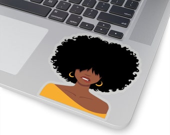Lip Bite Kiss-Cut Sticker - African American Stickers - Afro Art - Natural Hair - Black Girl Sticker - Planner Sticker - Laptop Decal