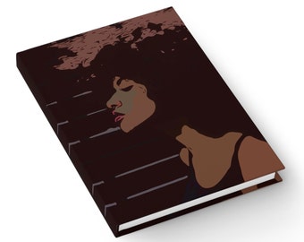 Braune Frau schreiben Journal - afroamerikanische Frauen - Geschenk für Schriftsteller - Blank Liniertes Journal - Personalisiertes Journal - Naturhaar Notizbuch