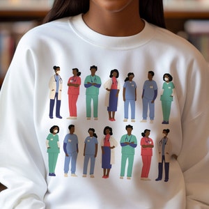 Zwart artsensweater - medische professionals - Afro-Amerikaans - Med School-shirt - HBCU-student - STEM-carrières - bruine huidchirurg