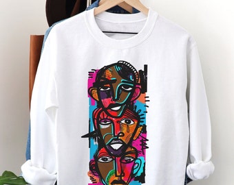 Abstract Men Sweatshirt - Adult Unisex - Brown Skin - African American - Graffiti Art - Afrocentric Tops - Black Owned