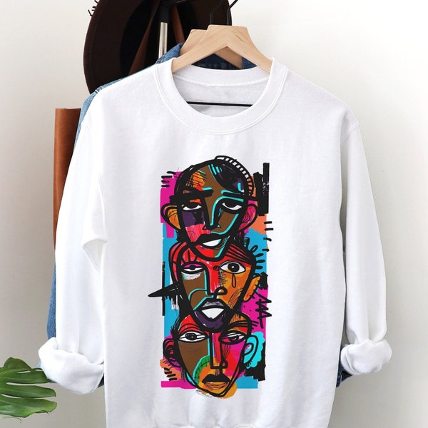 Abstract Men Sweatshirt - Adult Unisex - Brown Skin - African American - Graffiti Art - Afrocentric Tops - Black Owned