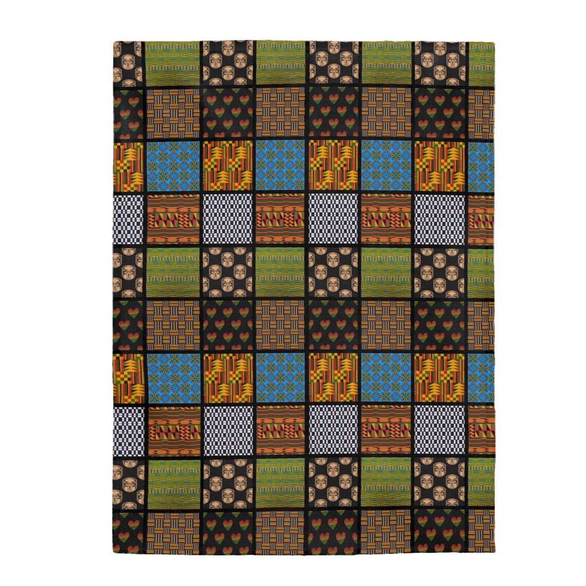 African Print Quilt Afrocentric Throw Blanket Velveteen Etsy