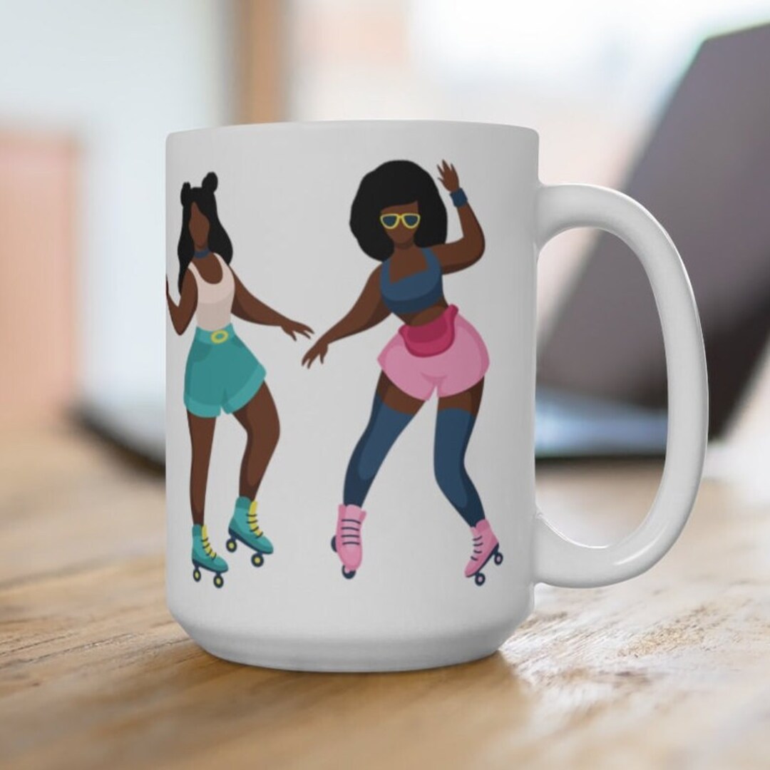 Roller Girls Mug Skate Life Skating Women Black Woman Skates African  American Gifts Black Owned Coffee Mug 