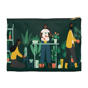 Plant Lovers Accessory Pouch - Black Gardeners - Gift for Gardener - Nature Lover - Black Farmers Bag - African American - Black Women Art