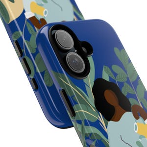 Funda para móvil con diseño de mujer negra y plantas / Estilo botánico, ambiente afrocéntrico imagen 4